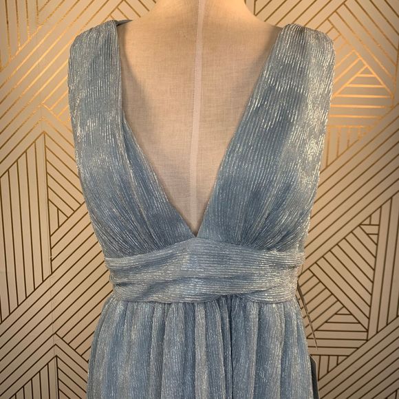 Lulu's Metallic Stripe Twist Back Cocktail Dress - Picture 3 of 12